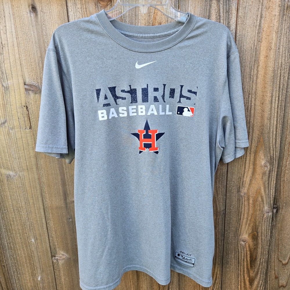 Nike Houston Astros MLB Dri-FIT Gray T-Shirt Mens Medium Authentic Collection